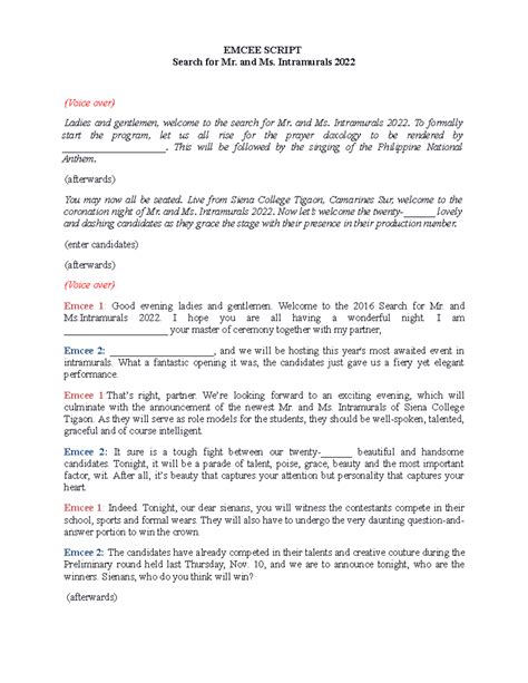 emcee script|emcee script for school program.
